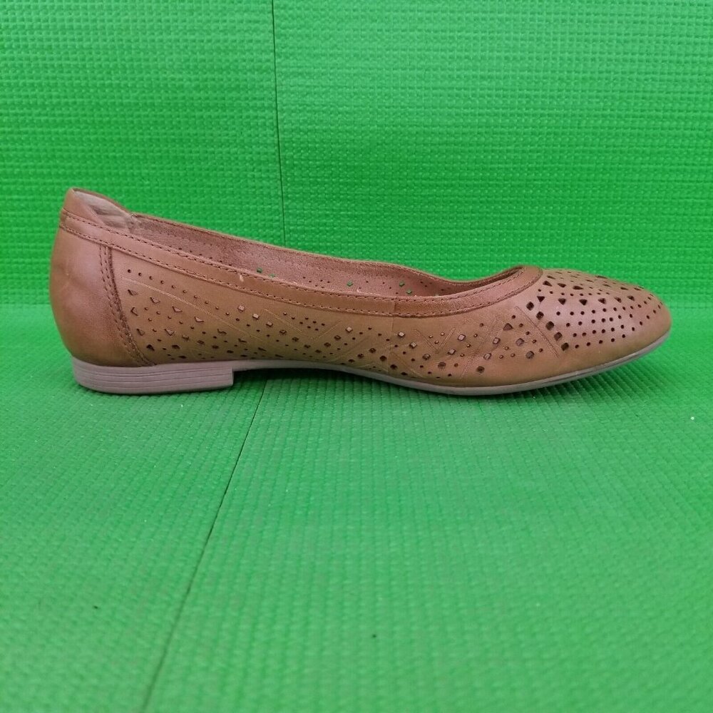 ✅ WOMENS 9B EARTH ROYALE SAND BROWN LEATHER BALLET FLATS LOAFERS DRESS SHOES - Picture 7 of 16